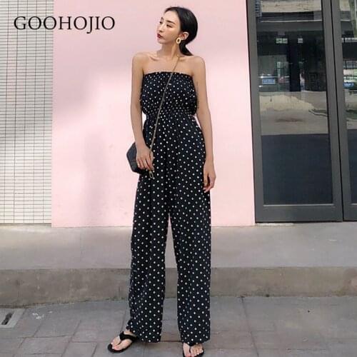 2021 Jump Suits for Women Jumpsuit Sleeveless Tube Top Women Casual Jumpsuits Elegant Dot Wide Leg Pants Ladies Loose Vintage