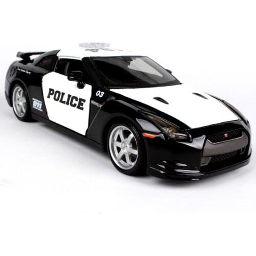 1:24 Nissan GTR police car alloy authorized car model crafts decoration toy tools Collecting gifts