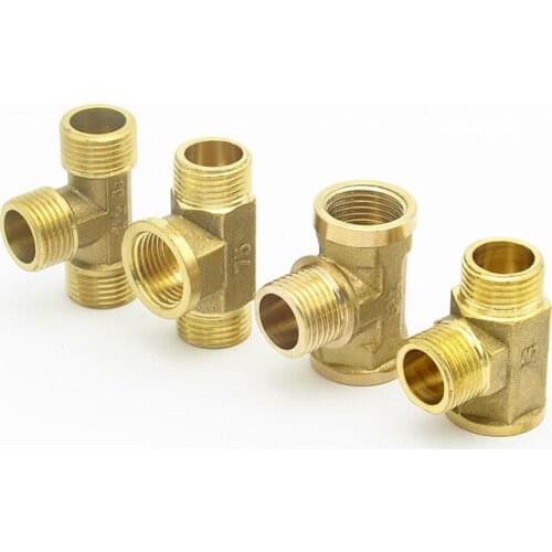 1/8" 1/4" 3/8" 1/2" BSP Female Male Thread 3 Way Brass Pipe Fitting Tee Type Adapter Coupler Connector For Water Fuel Gas