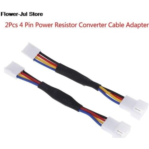 2* 4Pin Fan Noise Reduction Deceleration Line Resistor Cable For PC Cooling Fan