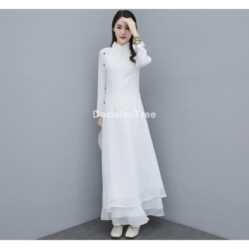 2021 chinese oriental dresses modified cheongsam modern qipao chinese dress female long cotton qipao dress elegant party dress