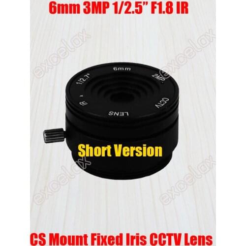 3PCS/Lot 3MP 1/2.5" 6mm F1.8 CS Mount Interface CCTV Lens Fixed Iris for 960P 1.3MP 1080P 2MP 3 Megapixel Analog IP Camera