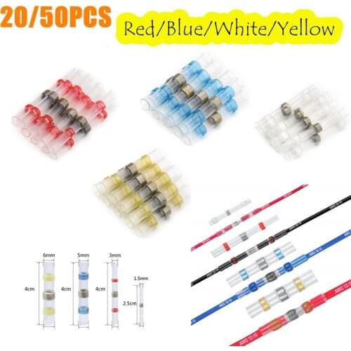 50/20PCS 8 Size Seal Heat Shrink Sodering Selvee Wrie Connectors Waterproof Insulated Electrical Butt Terminals Assortment AWG