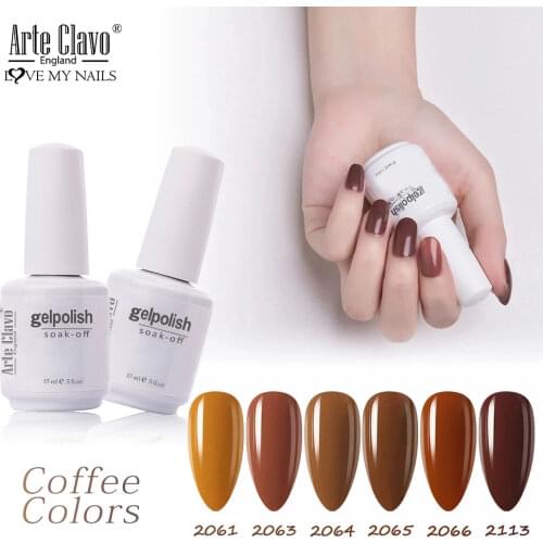 Arte Clavo Chocolate Brown Series Caramel Coffee Colors 15ml UV Gel Nail Polish Lacquer Varnish LED Gel Nail Art Hybrid Soak Off
