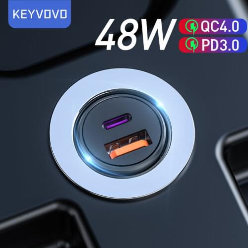 48W QC PD 4.0 3.0 Quick Charge Car Charger for Samsung S10 Fast Car Charging for Xiaomi iPhone 12 11 Pro Max Mini Type C Huawei