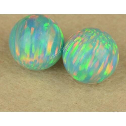 Opal factory hot sale round cabochon bead 2mm-10mm OP03 moon yellow green fire lab created opal beads for jewelry