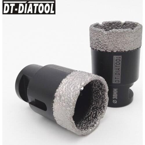 DT-DIATOOL 2pcs 38mm Dry Vacuum Brazed Diamond Drill Core Bits Ceramic Tile Hole Saw Professional Quality Drilling Bits M14