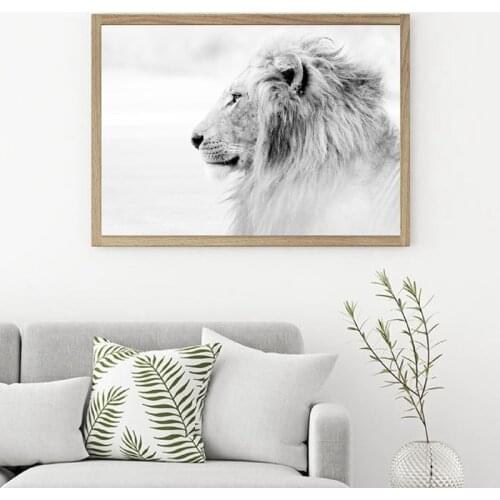 Black and White Lion Print Canvas Picture Safari Animals Poster Decorative Painting On The Wall for Living Room Home