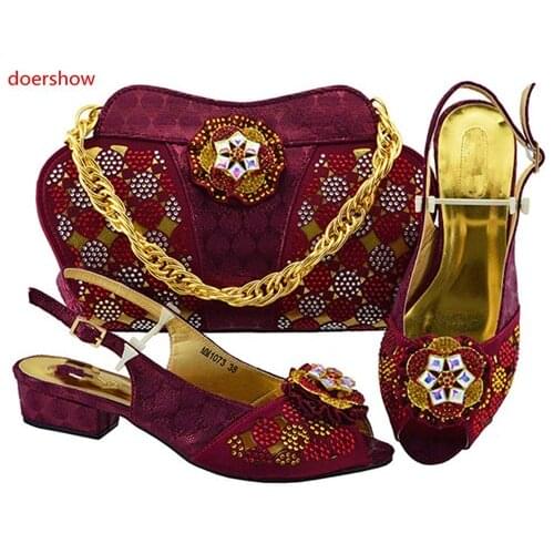 Doershow New Arrival Italian Women Shoe and Bag Set African Matching Shoes and Bags Italian In Women Party Shoes!Sbf1-44