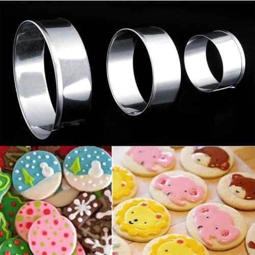 Stainless steel biscuit mold set of 3 Round baking tools Mousse cake metal mold Kitchen accessories Mousse circle fruit cut