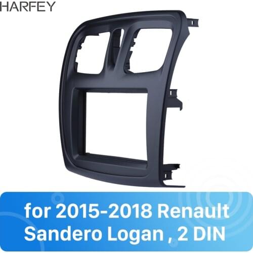 Harfey Fascia Panel 2 Din Car Stereo Radio For 2015 2016 2017 2018 Renault Sandero Logan Installation Kit DVD Frame Panel Plate