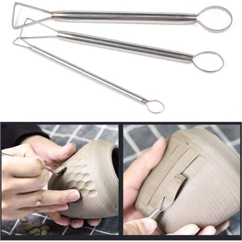 Pottery sculpture trimming tool Stainless steel double-headed tooth trimming tool for scraping and trimming texture