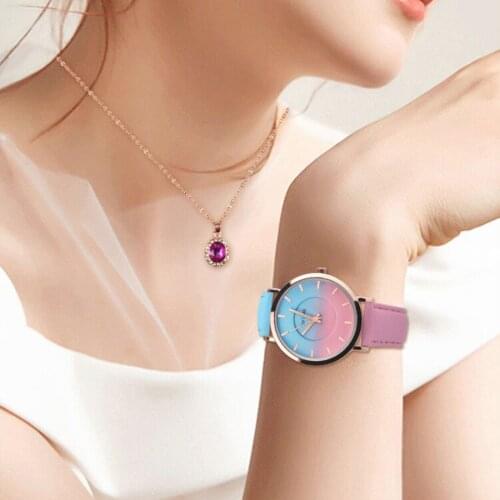 2pc/set Jewelry Women Fashion Quartz Watch Necklace Set Leather Belt Simple Womens Watches Necklaces Ladies Wristwatch Clock