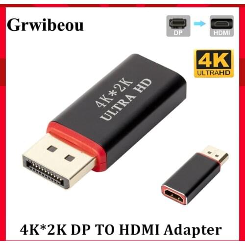Grwibeou DP to HDMI Converter 4K*2K 30Hz Video Audio Connector Display Port to HDMI Adapter Female to Male for HDTV PC Wholesale