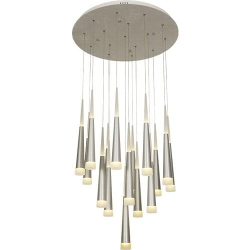 Creative LED Taper Pipe Dining Room Pendant Lights Bar Counter spiral Stair Aluminum Acrylic Tube Pendant Lamp