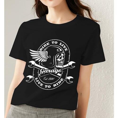 Summer Women T-shirts Black All-match Printing Tee Skulls Pattern Series Female Tops O-neck Casual Ladies Short Sleeve Clothes