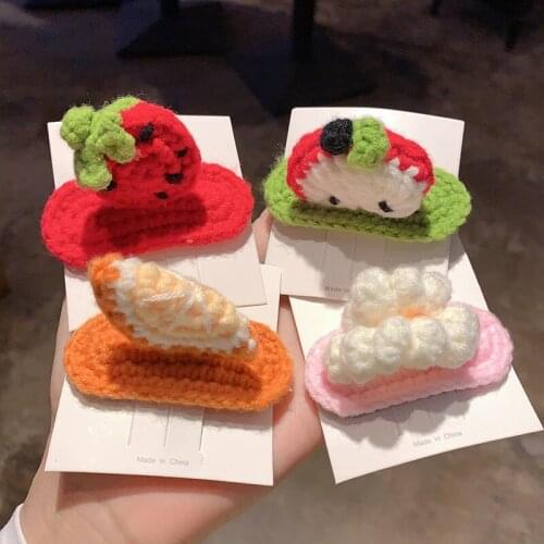 Little Cute Cartoon Fruit Hair Pins For Girls Knitted Hair Accessories Kids Hair Clip Hairgrips Barrettes Headdress Hair Wear