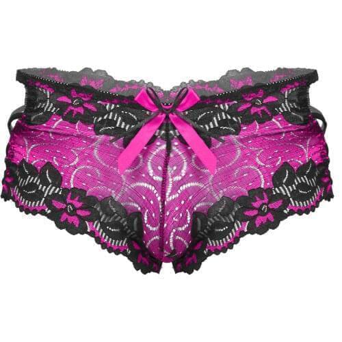 Lingerie Sissy Panties Mens Erotic Lace Briefs Strappy Boxers Underpants Low Waist Bowknot Nightwear Hollow Out Sissy Underwear