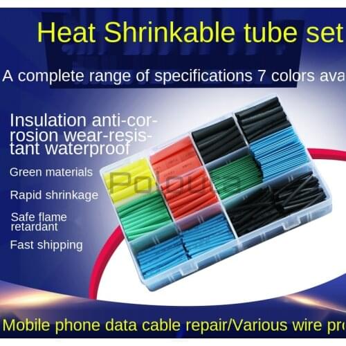 530pcs 2:1 Polyolefin Heat Shrink Tubing Cable Tube Sleeving Kit Wrap Wire Set 4 Colors 8 Sizes Heat Shrink Tube Wrap Boxed