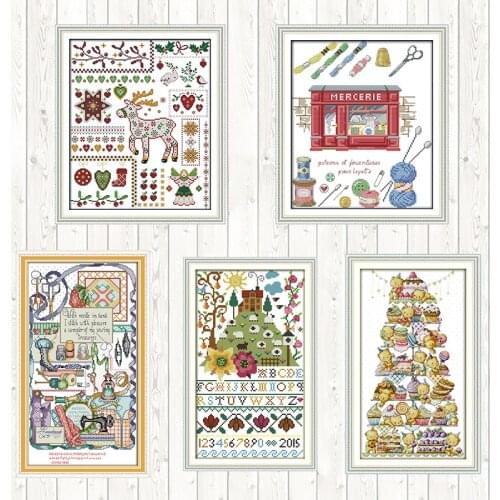Flowers Alphabet Christmas Cross Stitch Kits Cotton Thread Embroidery Needlework Sets Patterns Kits Wall Home Decor DIY Crafts