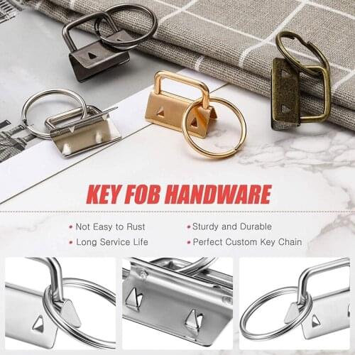 NHBR 60 Pcs Key Fob Hardware Set Include 20 Key Fob Hardware Wristlet with Keyring and 20 Keychain Tassel 20 Swivel Snap Hook