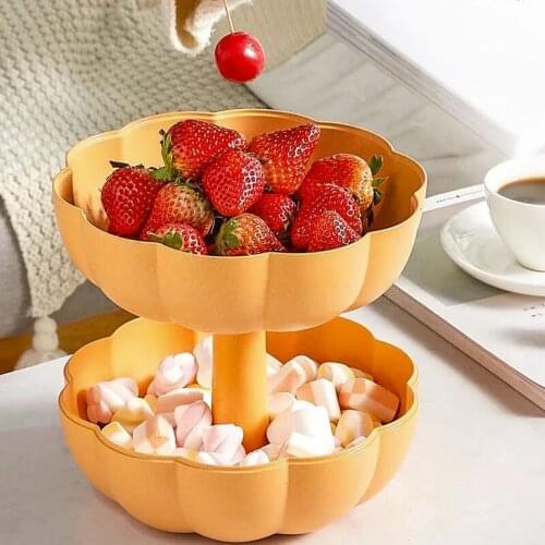 Nordic 2 Tiers Pumpkin Fruit Storage Box Kitchen Nuts Candy Dessert Cake Organizer Tray Fruit Nuts Display Rack Shelf For Party