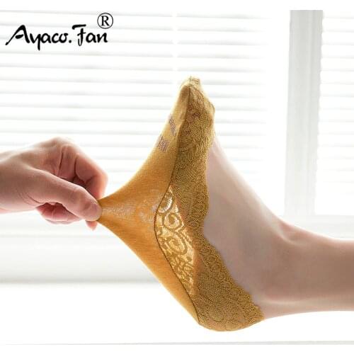 5 Pairs/Lot Women Lace Sock Slippers 2019 Summer New Cute Solid Hollow Out Boat Socks for Female Lady Soft Low Invisible Socks