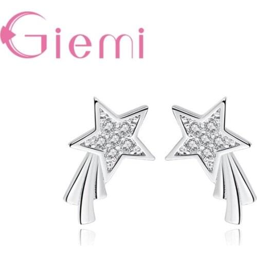 New Arrivals Delicate Shining Stars Stud Earring Filled Sparkling Austrian Crystals For Women Girls Party Brincos