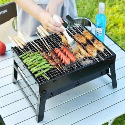 New Barbecue Grill Outdoor Charcoal Barbecue Stove Household Portable BBQ Thickened Barbecue Box Full Set of Tools 3 To 6 People