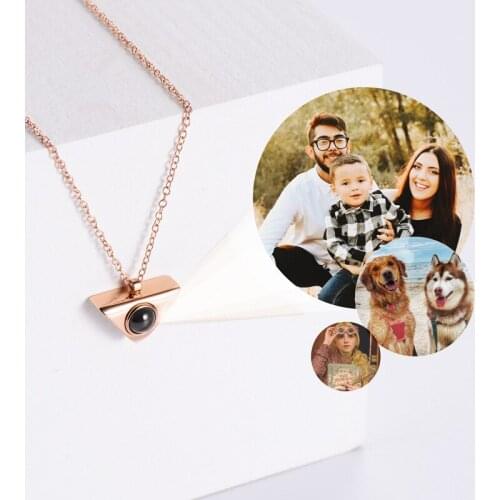 Customized Photo projection necklaces for both men women can wear triangular shapes Pendant to send their elders couples friends