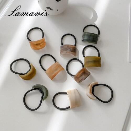 Simple And Fashionable Frosted Wood Grain Girl Ponytail Hair Loop Geometric Arc High Elastic Female Head Rope A012021