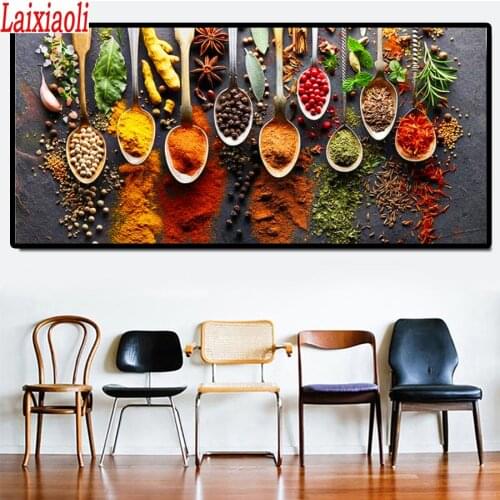 Food Painting Modern Spices diamond painting full square round drill Kitchen Restaurant Home Decoration embroidery mosaic art