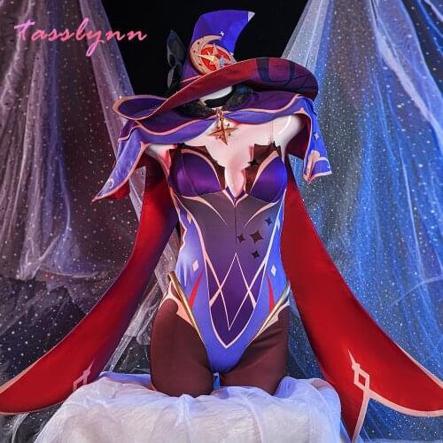 Hot Game Genshin Impact Mona Cosplay Costume Carnival Halloween Costumes Women Hat Party Sexy Dress Uniform Cartoon Outfit