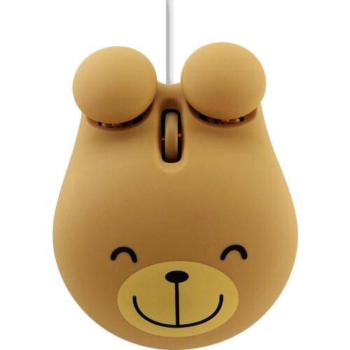 Cartoon Wired Mouse Bear Designed Computer Cute Mini Mause 1600 DPI USB Optical Small Hand Creative Mice Kids Gift For Laptop PC