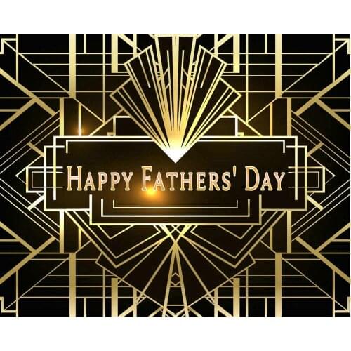 Happy Fathers Day Golden Pattern Backdrop Love My Dad Party Decor Background Photo Booth Studio Props