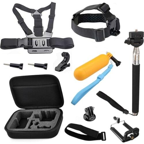 Selfie stick monopod Action Camera Set 11 in 1 for GoPro Hero 9 8 7 6 5 4 Chest Head Strap Mount Kits for Yi 4K for Sjcam