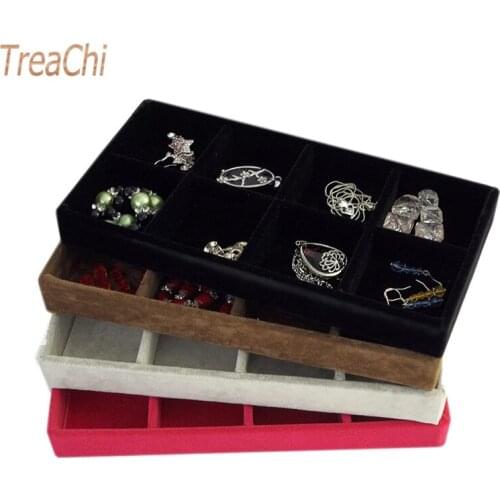 Velvet Jewelry Box Plate Ring Jewelry Tray Pendant Earrings Storage Box 11*22cm Jewellery Case Organizer