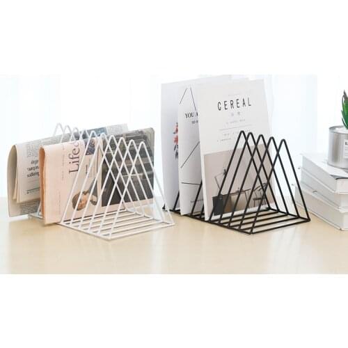 Nordic Creative Wrought Iron Simple Book Support Stand Desktop Storage Rack Shelf Home Decor Magazine Holder Newspaper Rack 2020