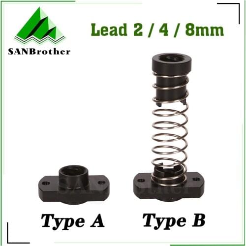 3D Printer Z Axis Trapezoid Motor Screw Nuts T8 Nut POM Nut Lead 8mm Pitch 2mm For Creality CR10 CR-10S Ender-3 Lead Screw