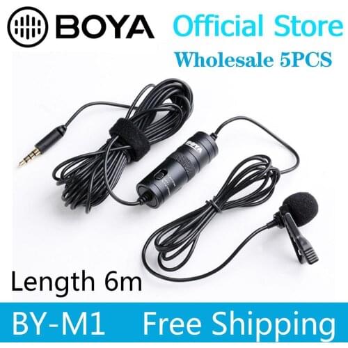 BY-M1 wholesale 5 PCS Omnidirectional Lavalier Microphone for Canon Nikon Sony iPhone 7 Plus 5 DV DSLR Camcorder&Audio Recorders