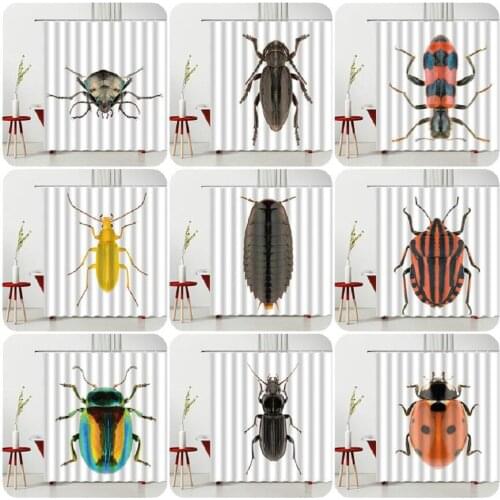Wild Animals Colorful Insect Printing Shower Curtain Insects Specimen Collection Decorate Hanging Curtains Waterproof Multi-Size