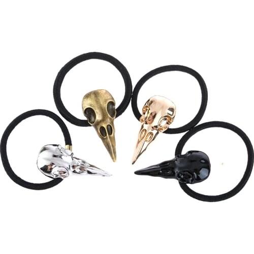 Fashion 1 Pc Women Punk Gothic Raven Skull Crow Elastic Hair Rope Hair Band Hair Accessories