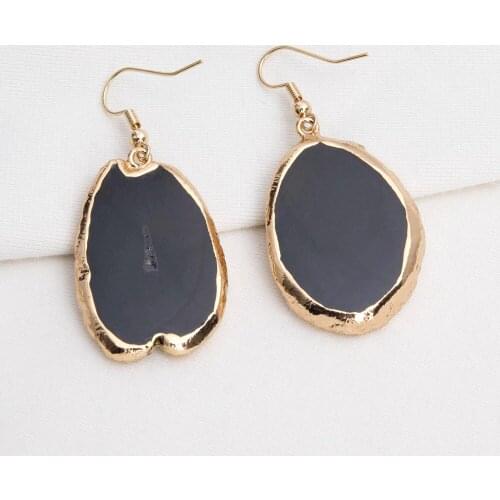 1 pair Natural Agates Slice Geode Stone Dangle Earrings for Women Girl Fashion Jewelry Party earrings