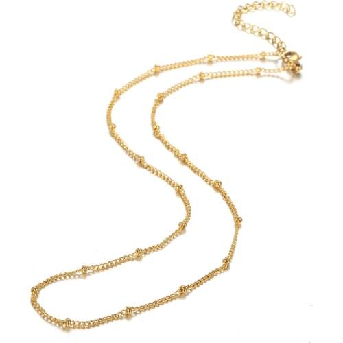 Womens Choker Necklace 1.5mm Gold Color Stainless Steel Dainty Satellite Link Chain for Women Girls Wholesale Jewelry LDN206