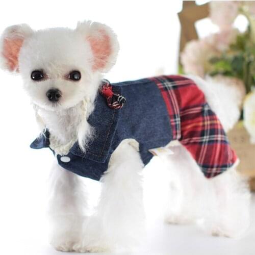 Dog Winter Clothes Denim Jeans Jumpsuit Dress Couple Pet Clothing Warm Dog Coat Outfit Garment Puppy Costume Apparel Dropship