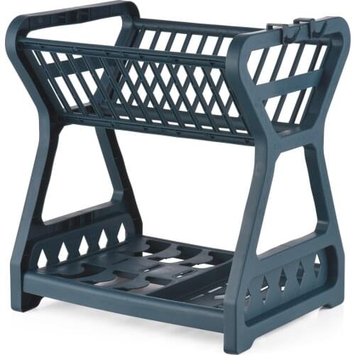 2 Tiers Adjustable Dishes Rack Sink Rack Drainer Kitchen Oragnizer Rack Dish Shelf Sink Removable Plastic Drying Rack