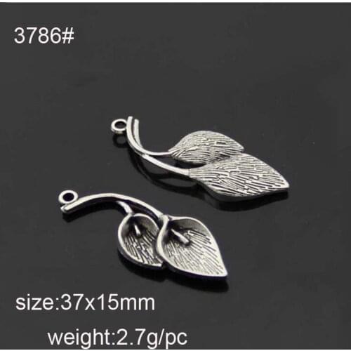 25PCS 37x15mm Antique Silver Plated Zinc Alloy Flower Charms Pendants Diy Handmade Jewelry Findings Accessories