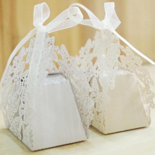 50pcs Candy Box Wedding Gift Hollow Butterfly Decorations For Wedding Candy Boxes For Guests Event Party Supplies Baptism Gifts