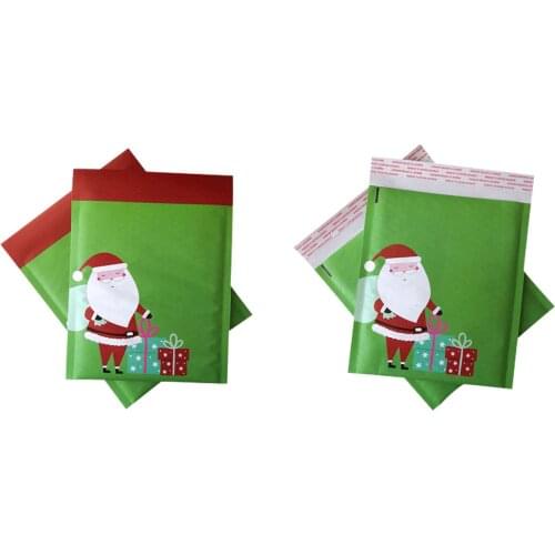 50pcs Shockproof Express Packaging Bags Thickened Bubble Kraft Paper Mailers Envelopes New Year 2021 Noel Santa Claus Gift Xmas