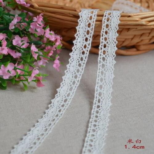 50yds 1.4cm width off white beautiful cotton lace DIY accessories wrap knitted torchon lace trim